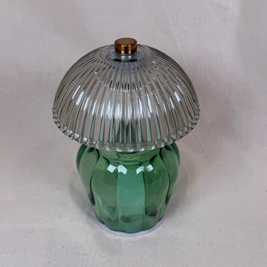 Ribbed Glass Table Lamp – Green