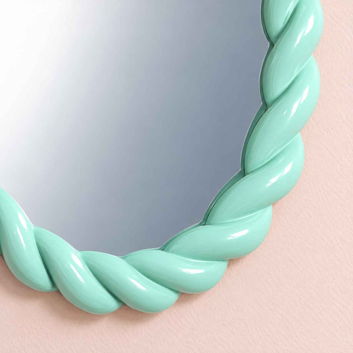 Mint Green Rope-Effect Oval Wall Mirror