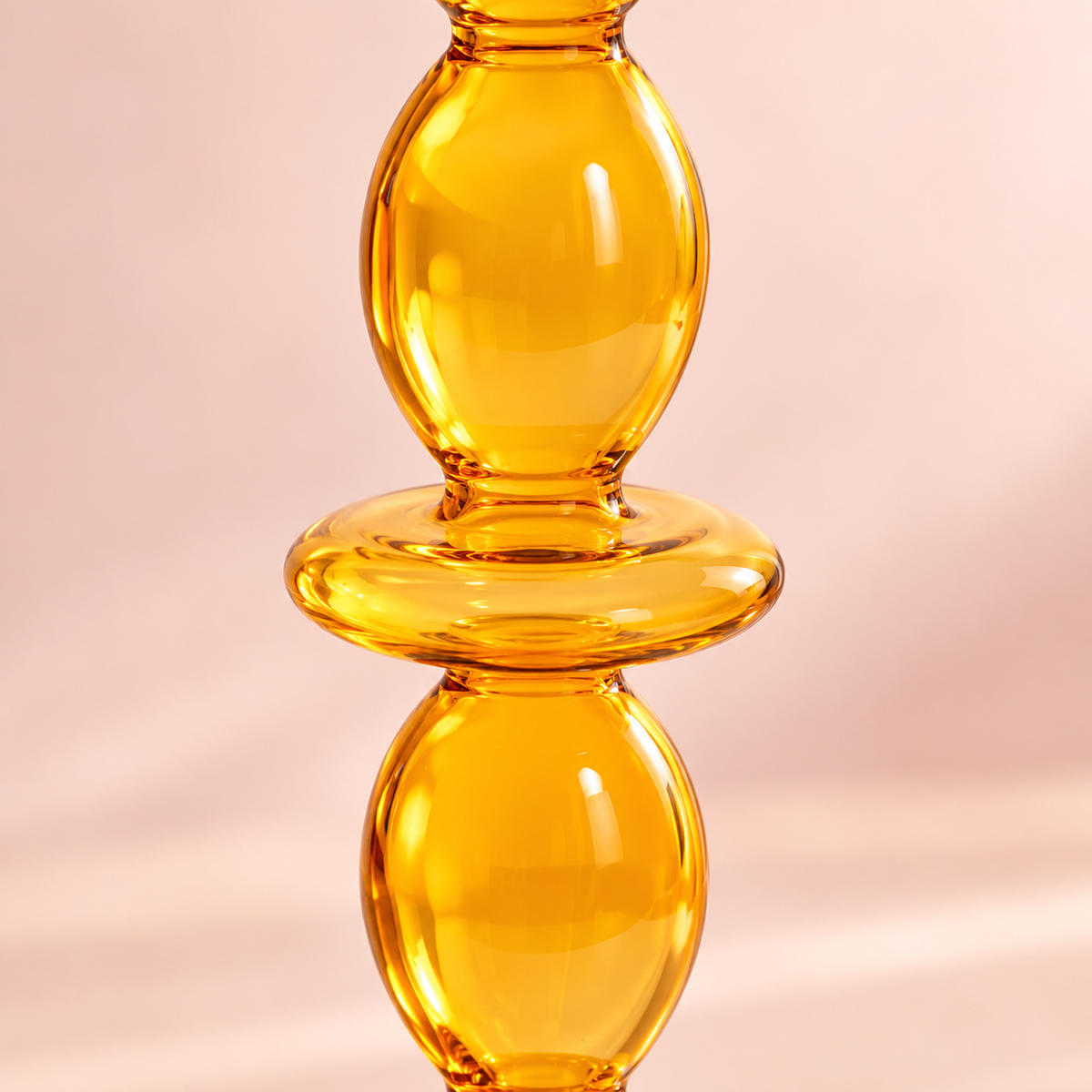 Golden Amber Sculptural Glass Candlestick