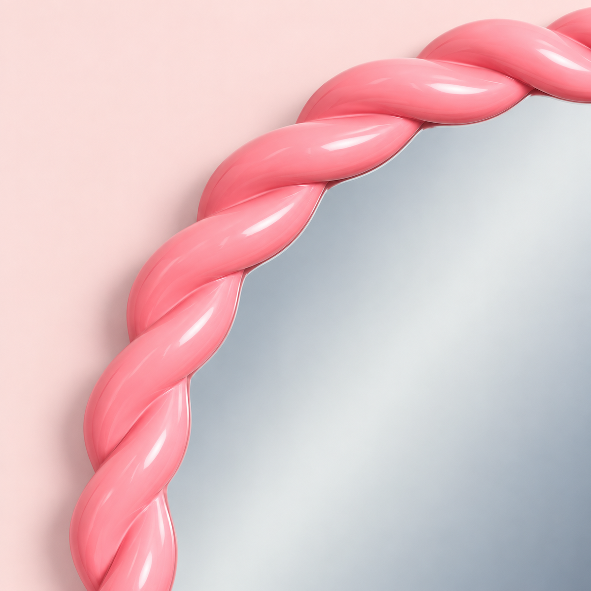Candy Pink Rope-Effect Round Wall Mirror