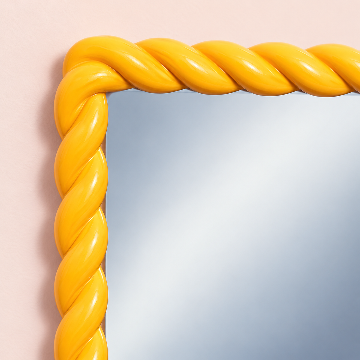 Mustard Yellow Rope-Effect Square Wall Mirror