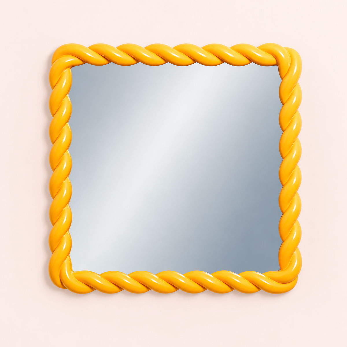 Mustard Yellow Rope-Effect Square Wall Mirror