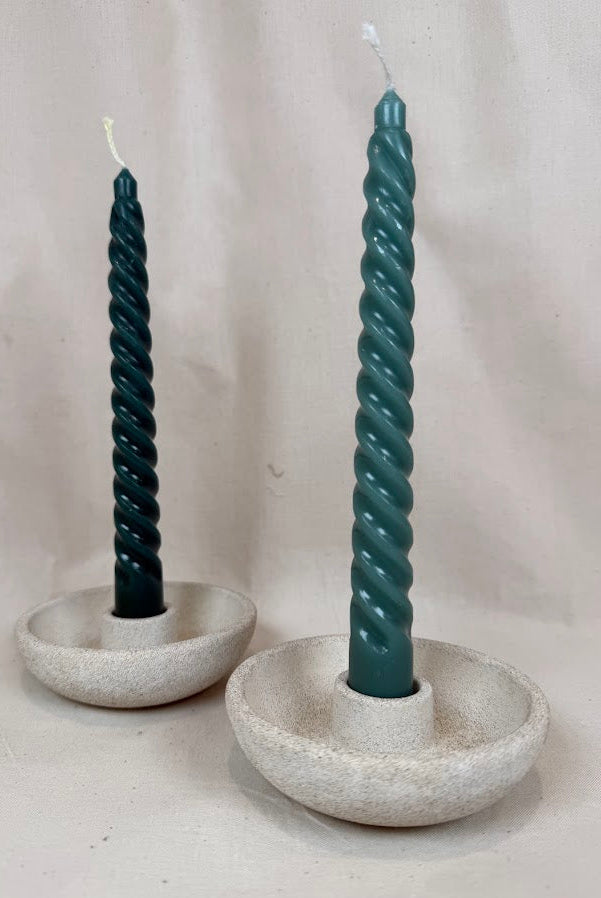 Round Taper Candle Holder - textured sand & stone