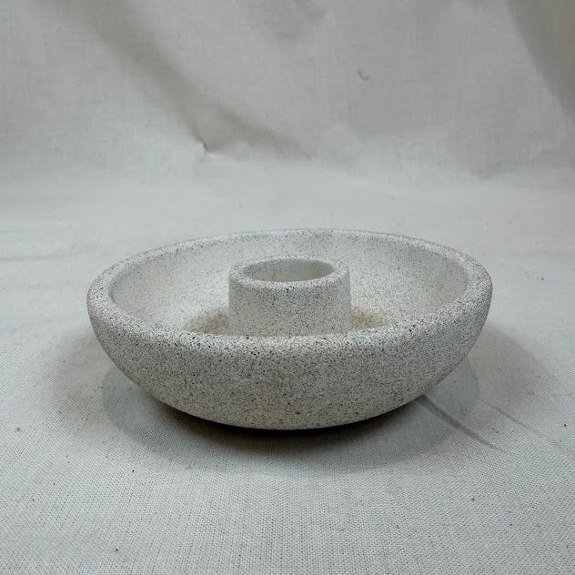 Round Taper Candle Holder - textured sand & stone