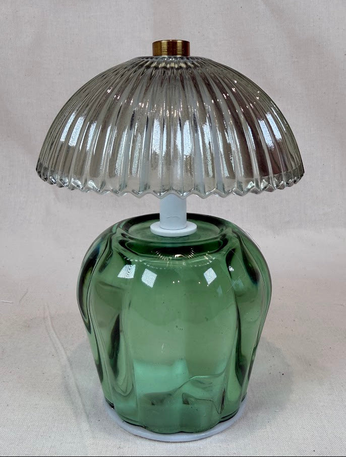 Ribbed Glass Table Lamp – Green
