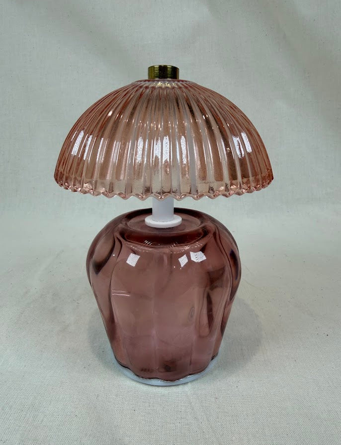 Ribbed Glass Table Lamp – Pink