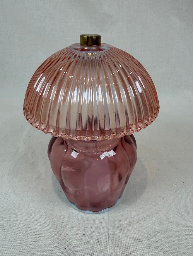 Ribbed Glass Table Lamp – Pink