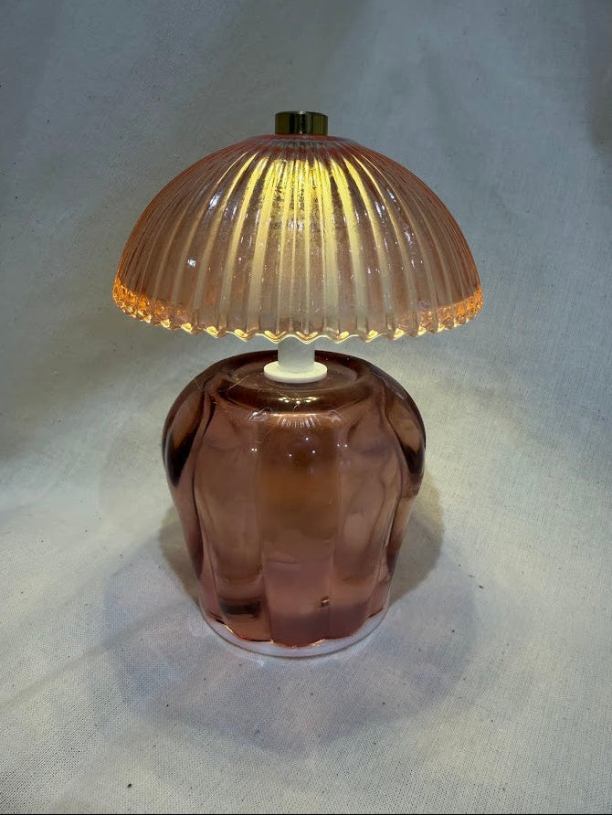 Ribbed Glass Table Lamp – Pink