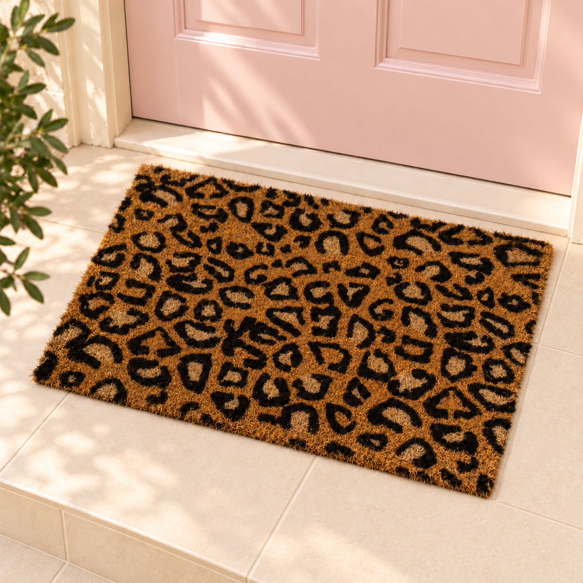 Leopard Print Coir Doormat