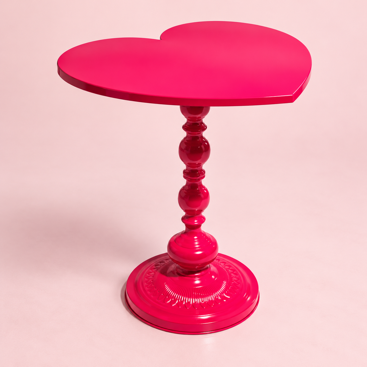 Raspberry Pink Heart Pedestal Side Table