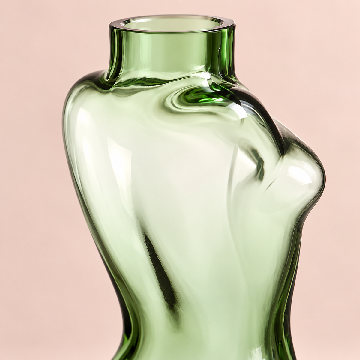 Sage Green Sculptural Glass Torso Vase