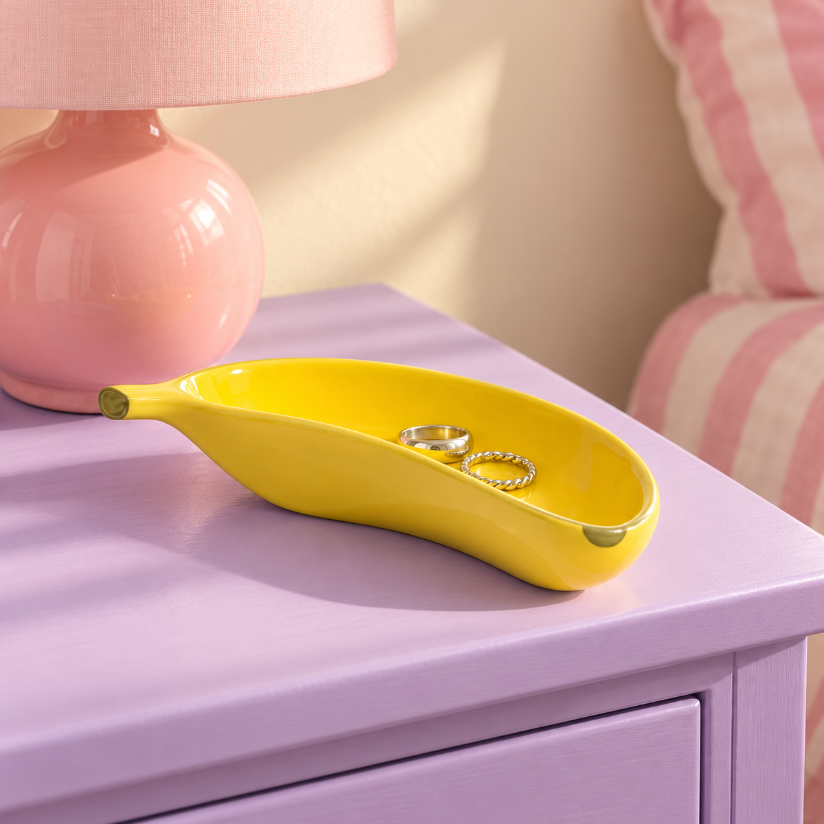 Sunny Yellow Ceramic Banana Trinket Dish