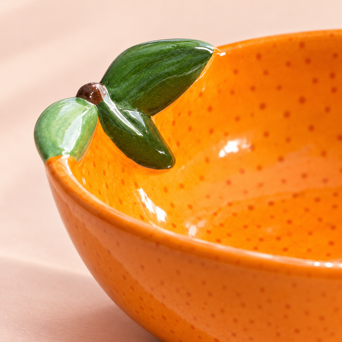 Tangerine Orange Leaf Ceramic Bowl