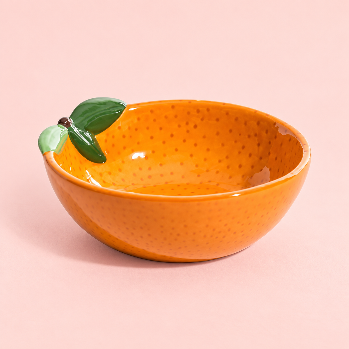 Tangerine Orange Leaf Ceramic Bowl
