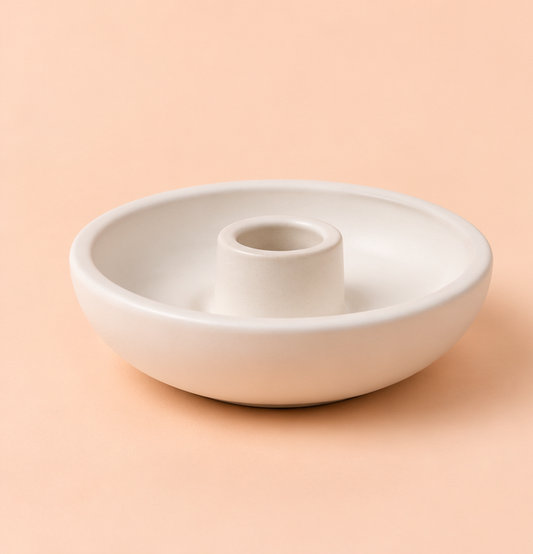 Round Taper Candle Holder - Bone White