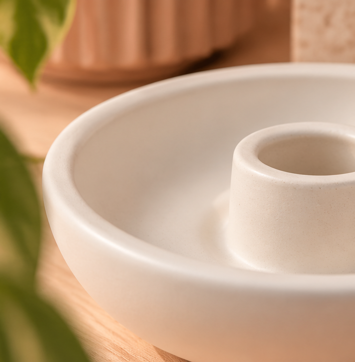 Round Taper Candle Holder - Bone White