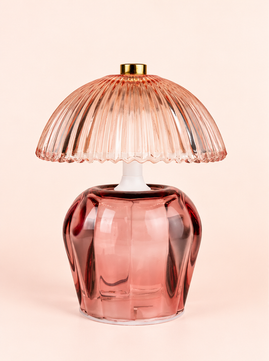 Ribbed Glass Table Lamp – Pink